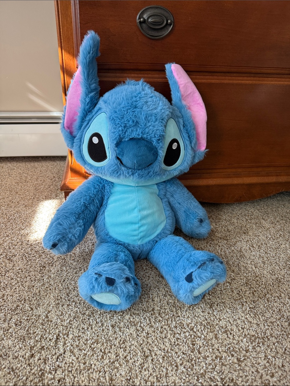 Disney Plush Stitch in Bright Blue with Pink Ear Accents